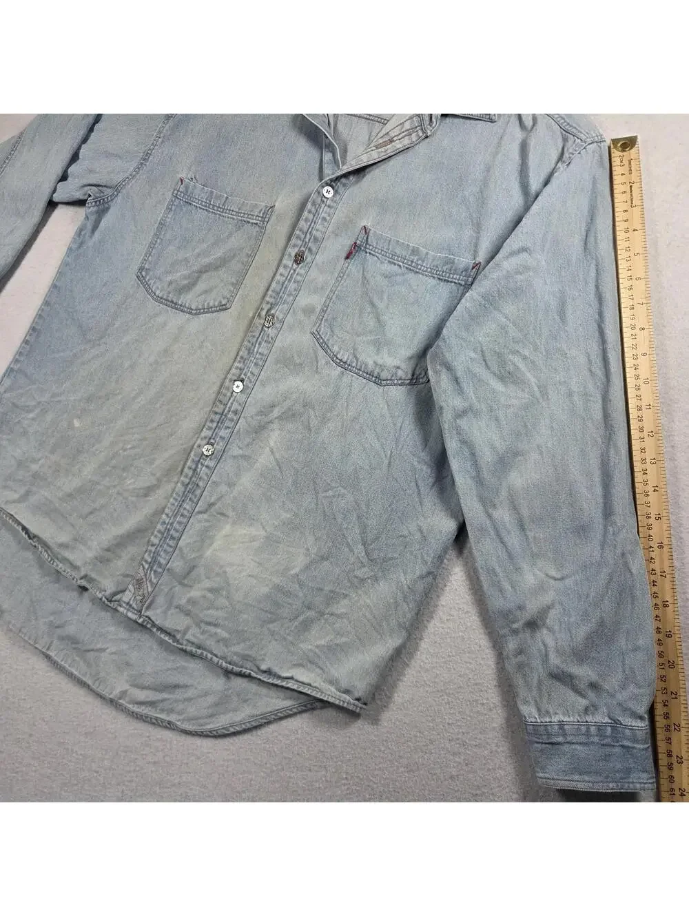 Vtg Levis WPL 423 Real Indigo Blue Denim Trucker Button Down 100% Cotton Large